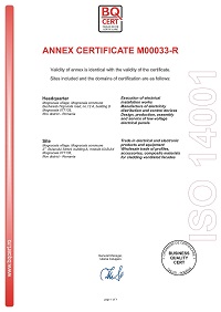 CHORUS Annex Certificate ISO 14001