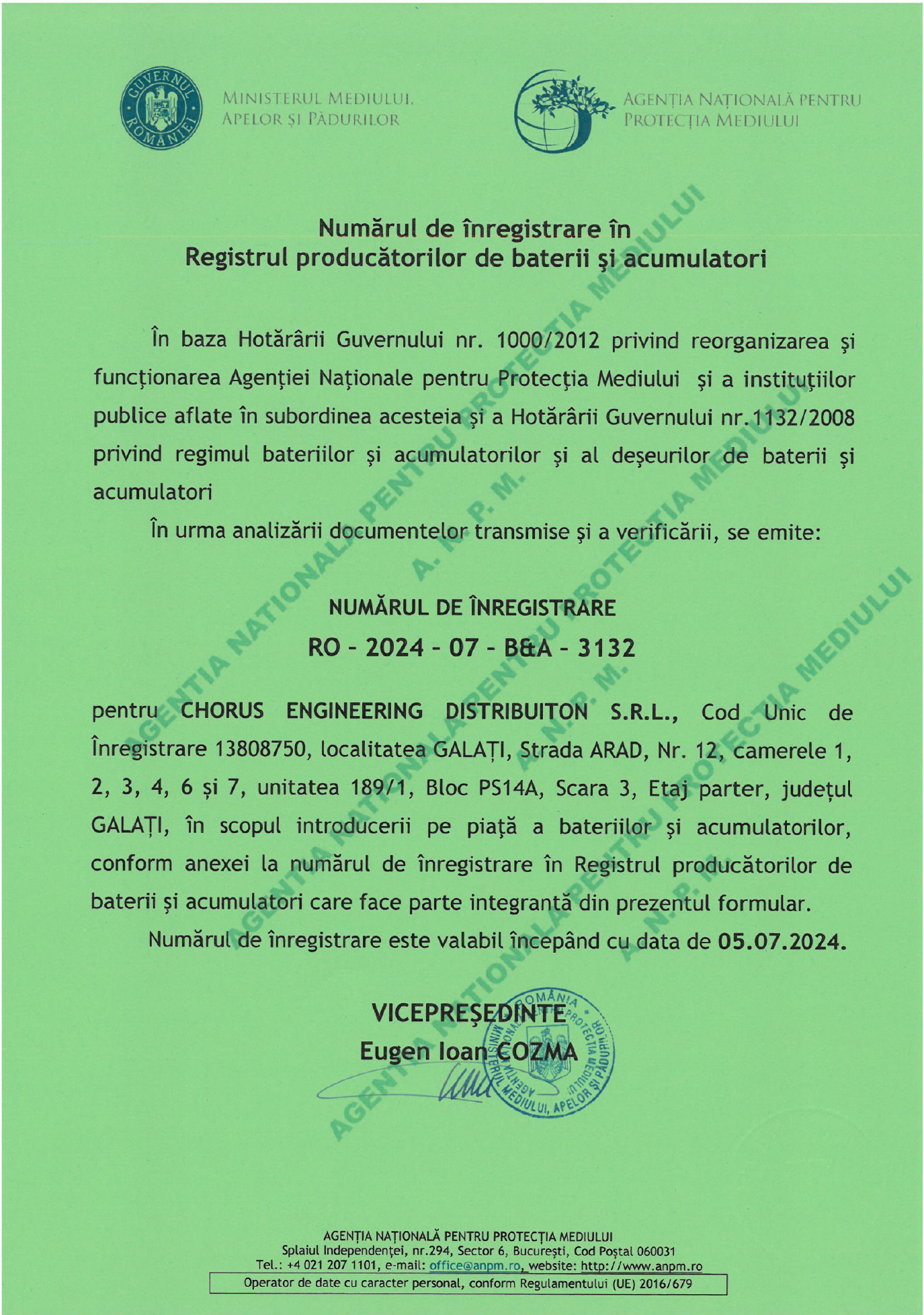 Anexa Certificat 